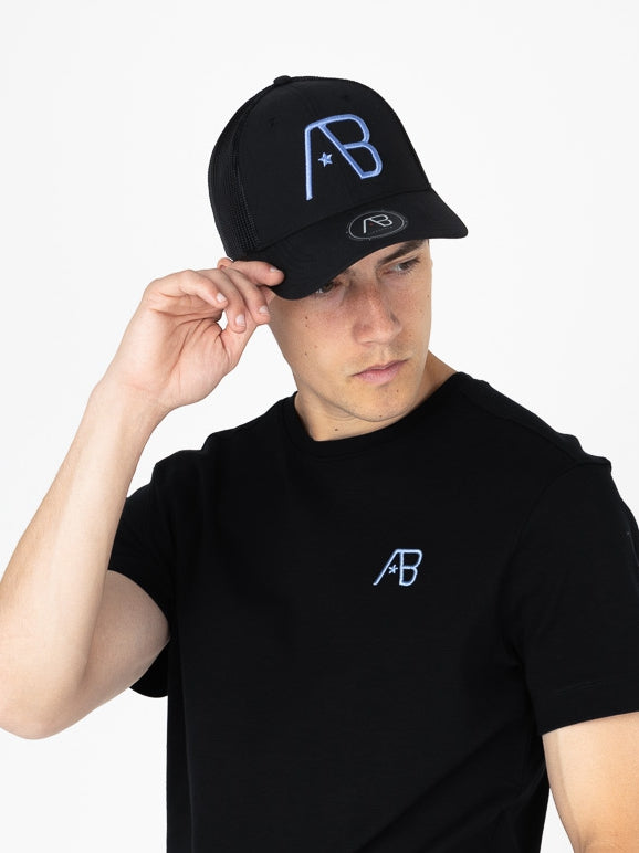 Retro Trucker Cap | Jet Black / Cornflower Blue