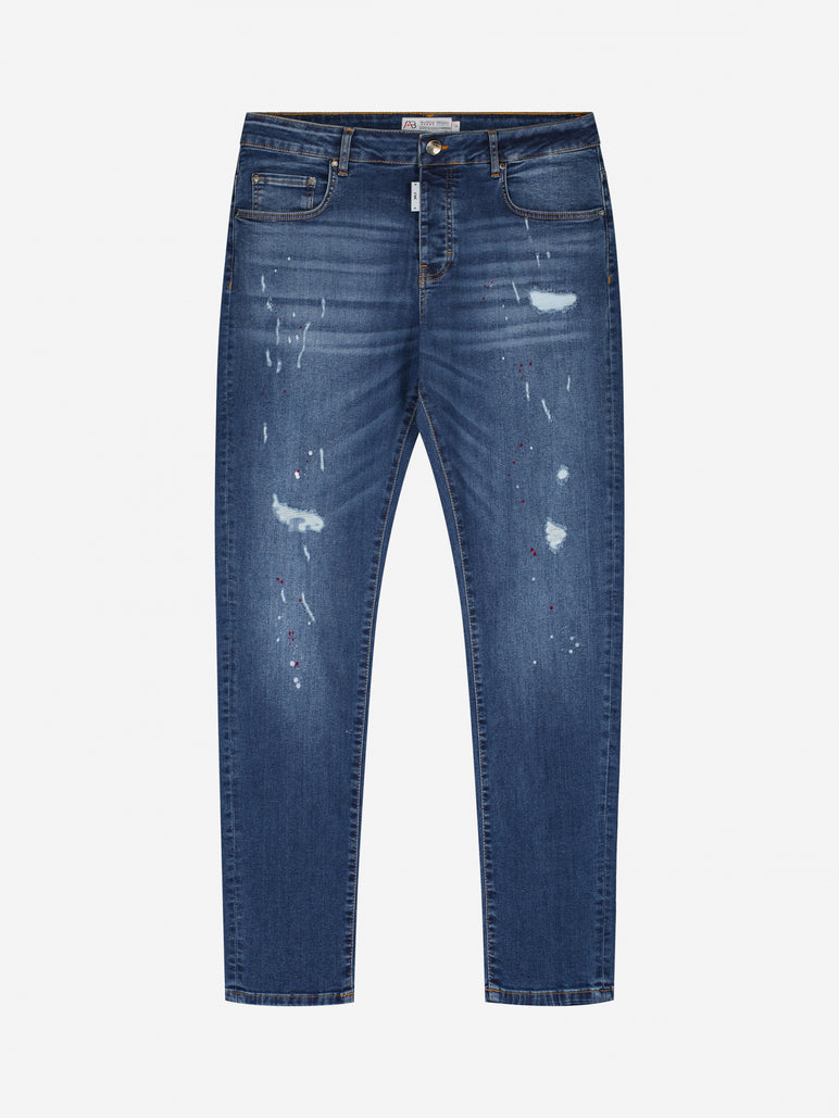 Slim-Fit Denim Jeans Paint | Dark Blue
