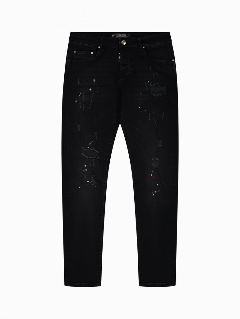 Slim-Fit Denim Jeans Paint | Jet Black