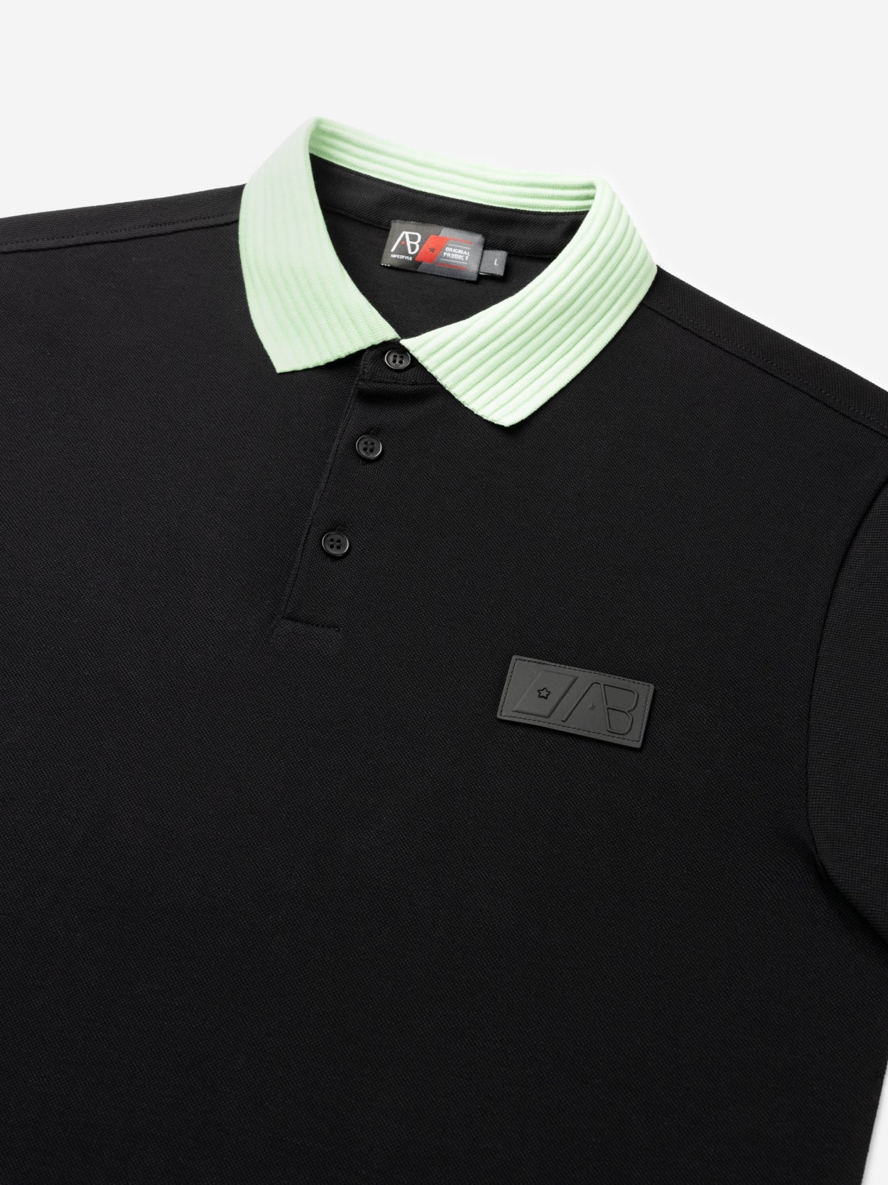 Regular Polo | Jet Black / Pastel Green