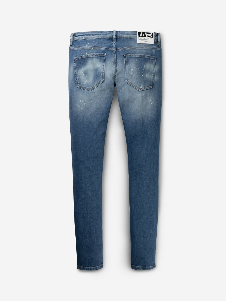 Slim Denim Jeans | Light Blue - Destroyed Paint